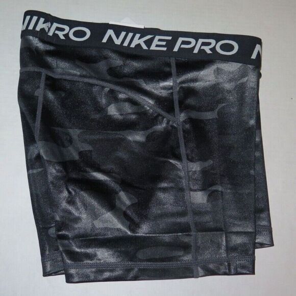 Nike Pro DJ6440 Women's Sz XL Dark Smoke Gray/Camo Mid Rise 3" Training Shorts - Picture 4 of 6